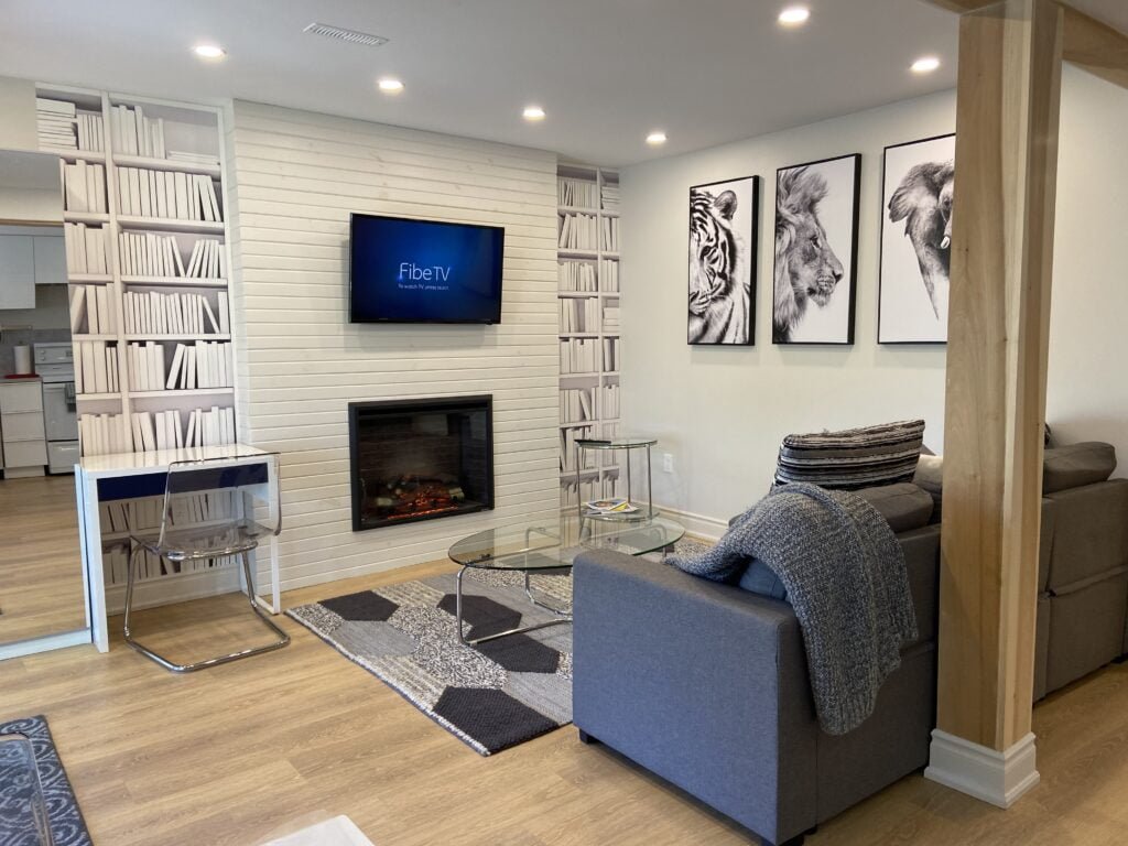 Furnished 2-bdrm, 1-bath walk-out basement unit with parking